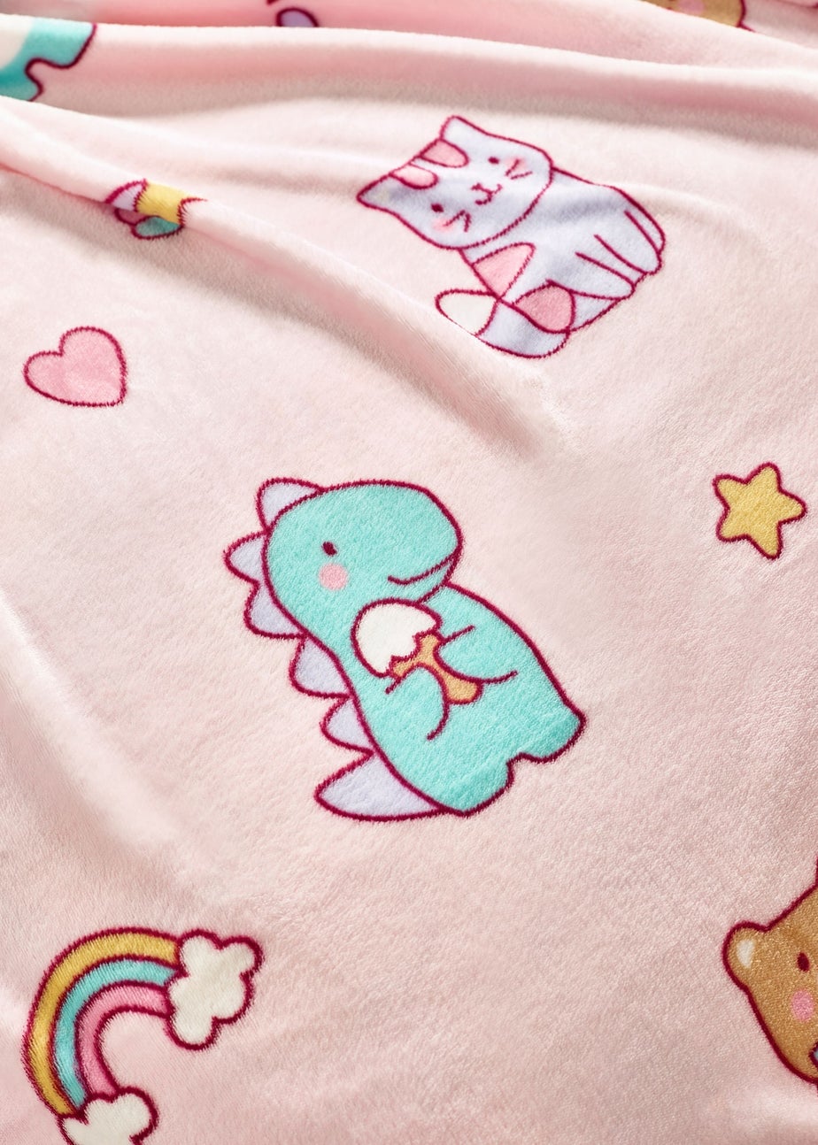 Catherine Lansfield Kids Pink Forever Together Cosy Fleece Blanket Throw