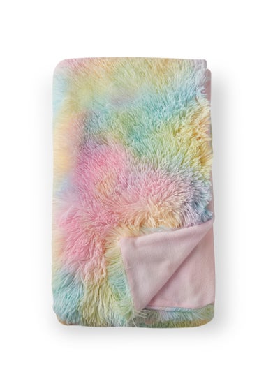Catherine Lansfield Cuddly Rainbow Deep Pile Faux Fur Blanket Throw