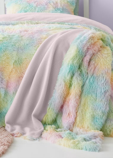 Catherine Lansfield Cuddly Rainbow Deep Pile Faux Fur Blanket Throw