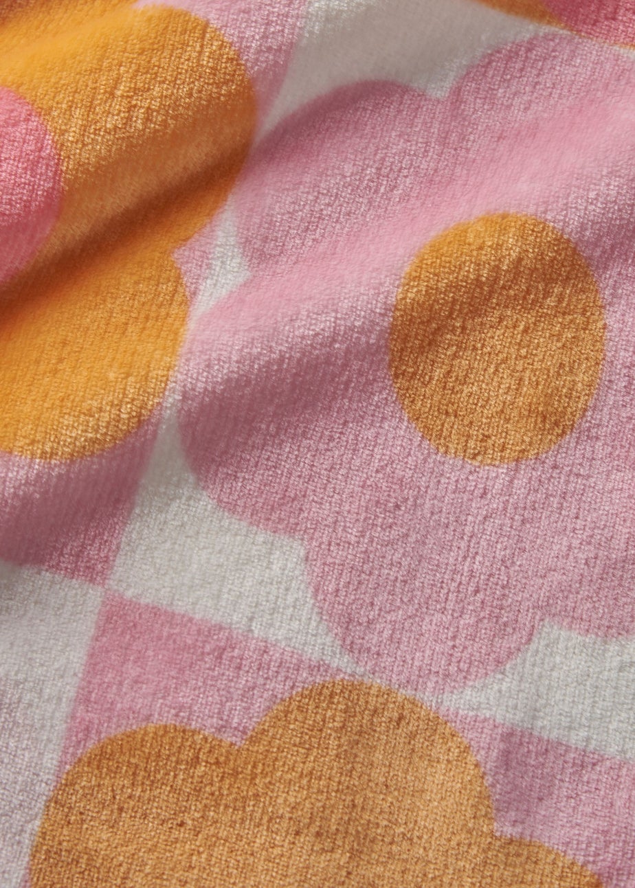 Catherine Lansfield Retro Daisy Cosy Fleece Pink Yellow Blanket Throw