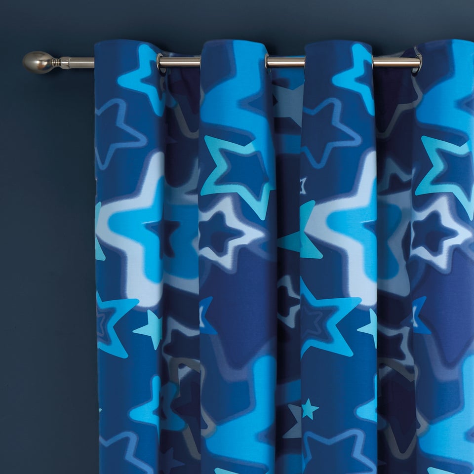 Catherine Lansfield Ombre Stars Fully Reversible Eyelet Curtains Blue