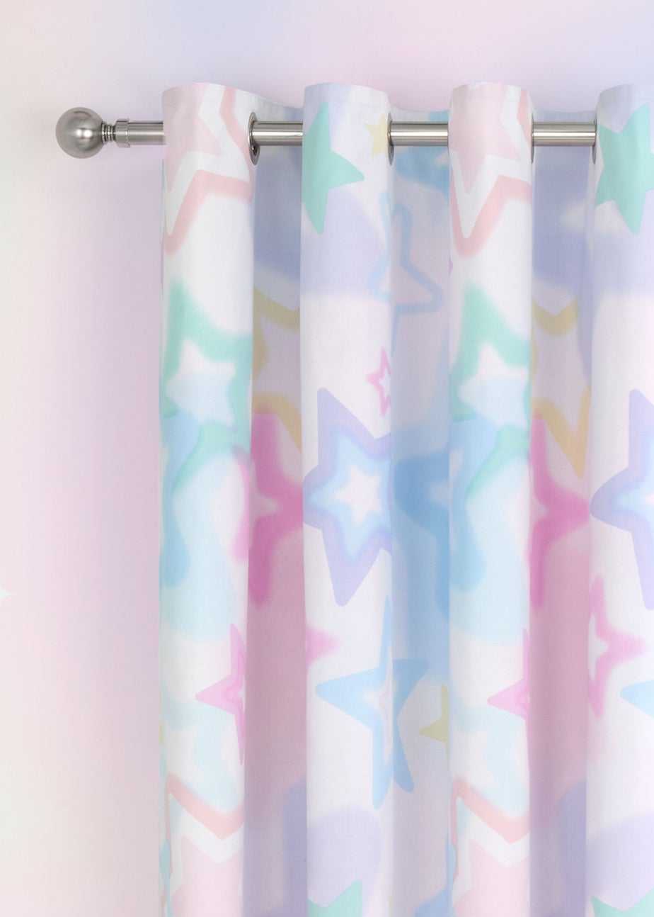 Catherine Lansfield Ombre Stars Fully Reversible Eyelet Curtains White