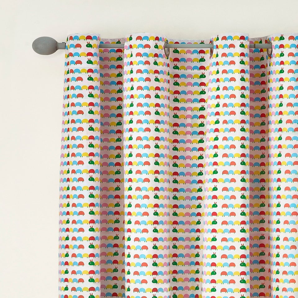 Catherine Lansfield Kids Curious Caterpillar Fully Reversible Eyelet Curtains Bright