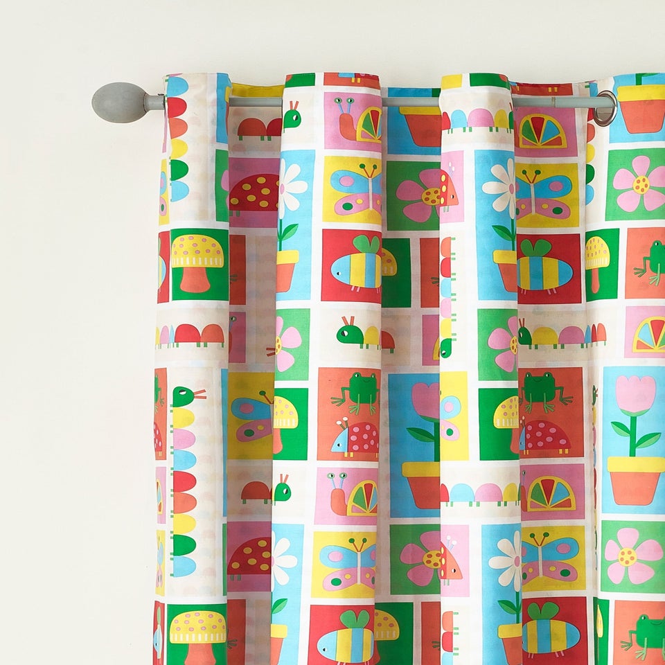 Catherine Lansfield Kids Curious Caterpillar Fully Reversible Eyelet Curtains Bright