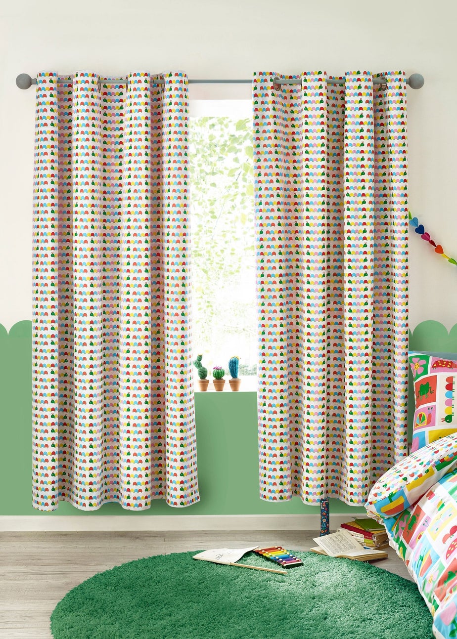 Catherine Lansfield Kids Curious Caterpillar Fully Reversible Eyelet Curtains Bright