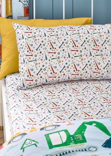 Catherine Lansfield Kids Blue Digger Dreams Fitted Sheet