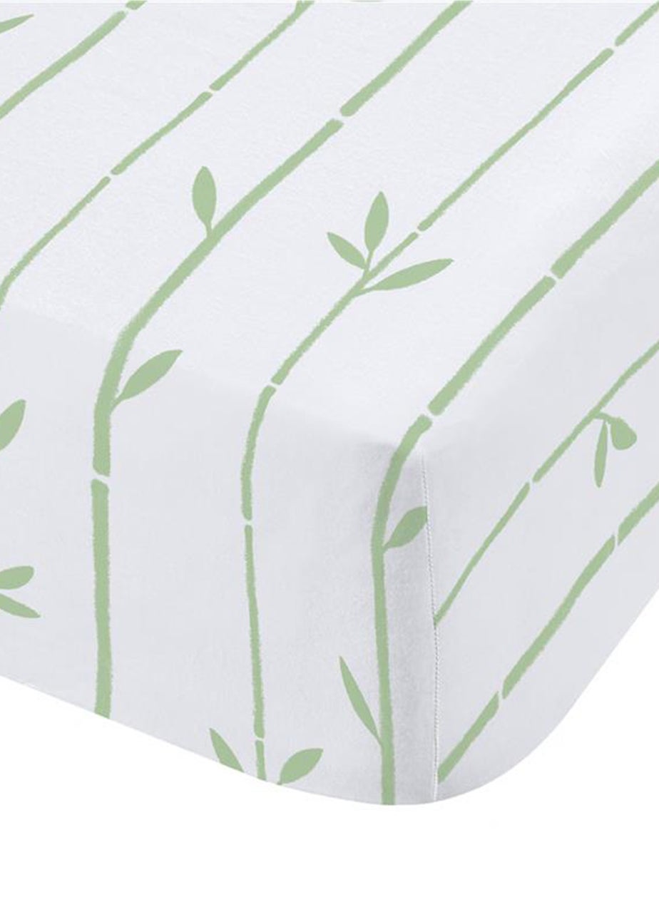 Catherine Lansfield Kids Panda Paws White Green Fitted Sheet