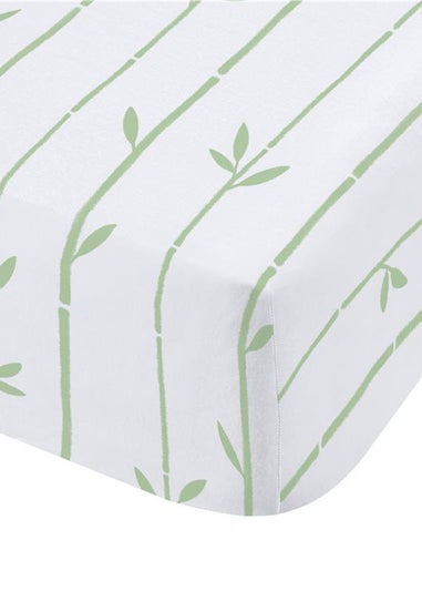 Catherine Lansfield Kids Panda Paws White Green Fitted Sheet