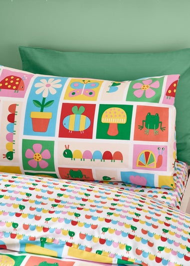 Catherine Lansfield Kids Curious Caterpillar Reversible Duvet Cover Set Bright