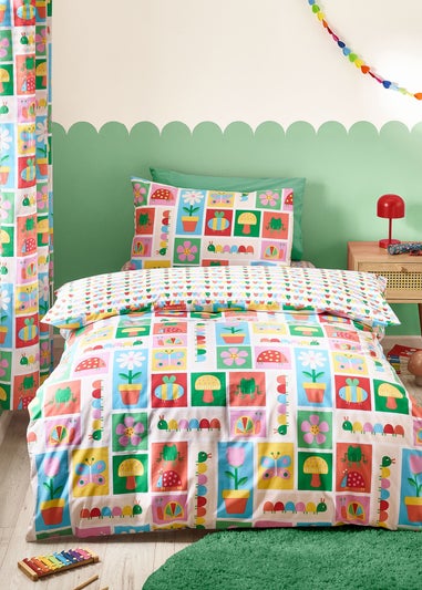 Catherine Lansfield Kids Curious Caterpillar Reversible Duvet Cover Set Bright