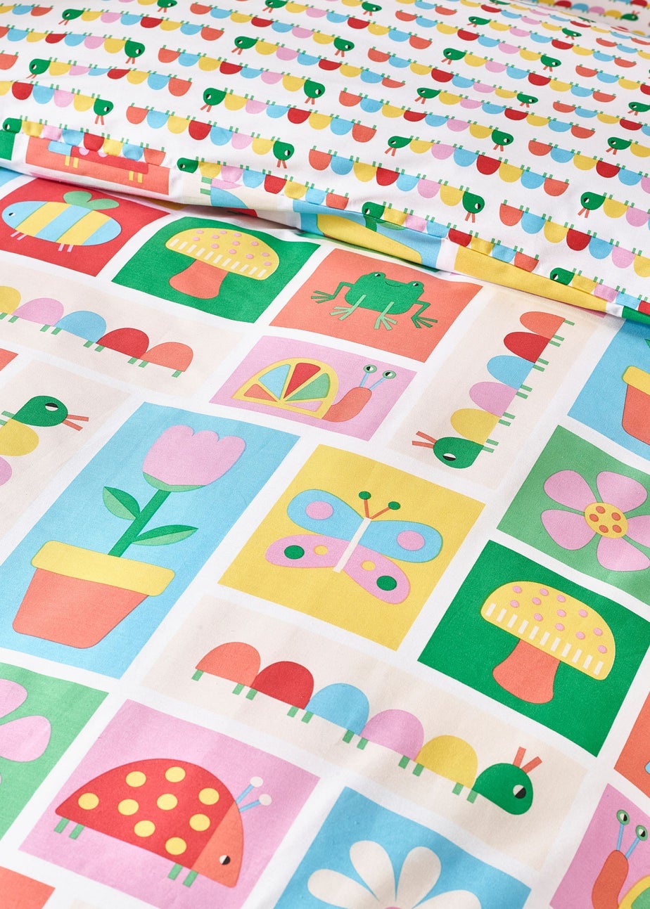 Catherine Lansfield Kids Curious Caterpillar Reversible Duvet Cover Set Bright