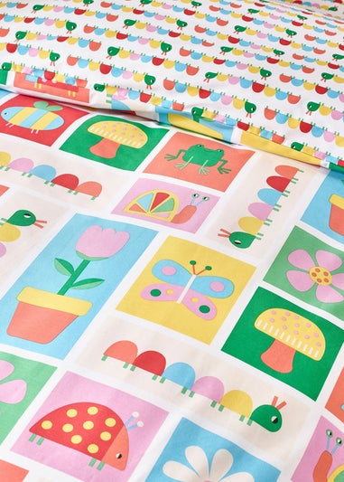 Catherine Lansfield Kids Curious Caterpillar Reversible Duvet Cover Set Bright