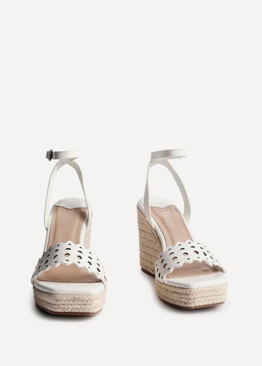 Linzi Mellow White Faux Leather Wedge