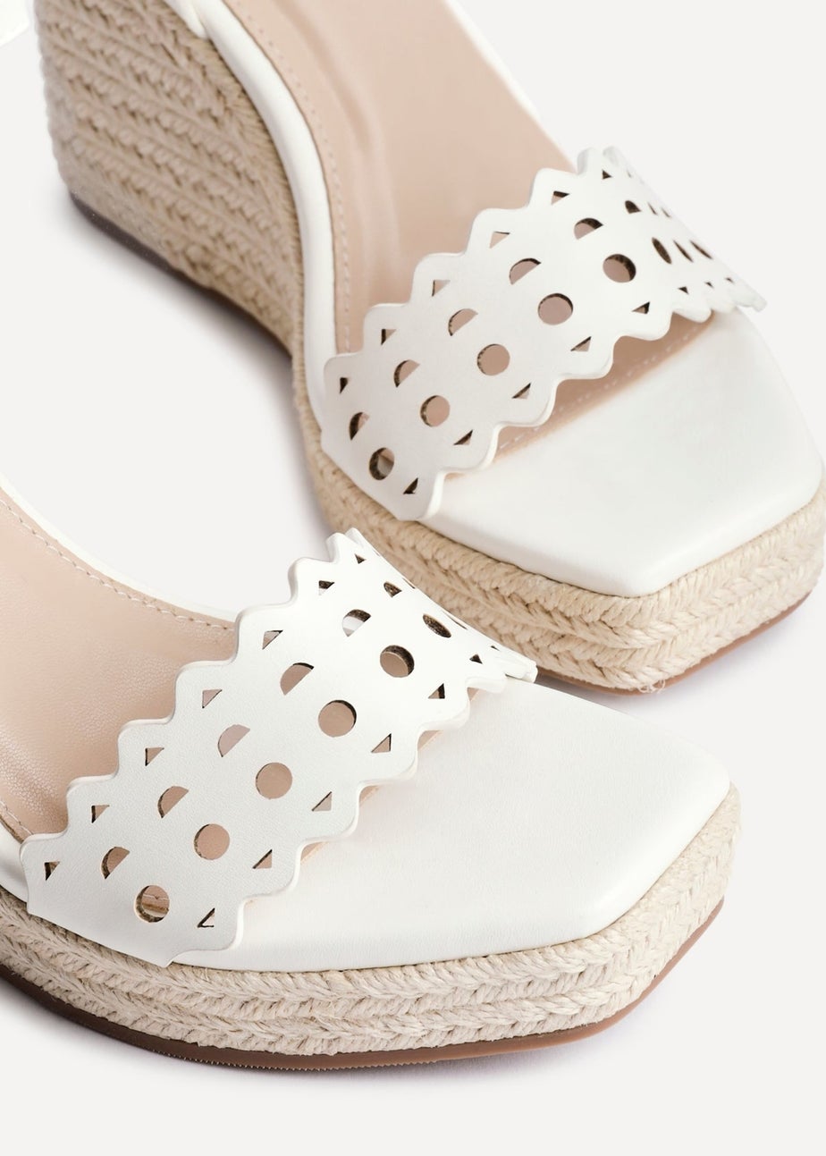 Linzi Mellow White Faux Leather Wedge