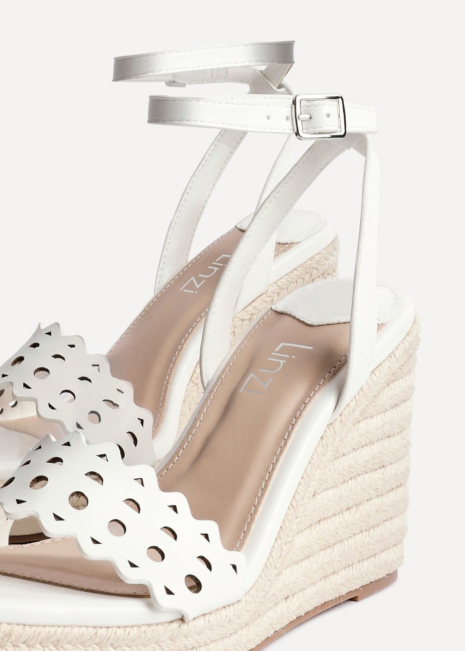 Linzi Mellow White Faux Leather Wedge