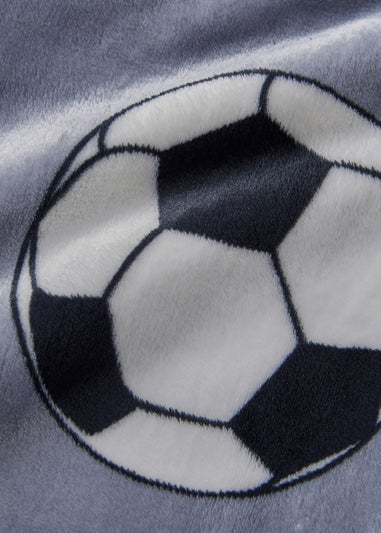 Catherine Lansfield Cosy Grey Football Fleece Blanket Throw