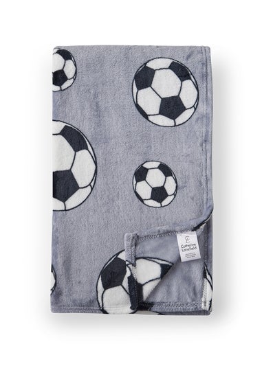 Catherine Lansfield Cosy Grey Football Fleece Blanket Throw