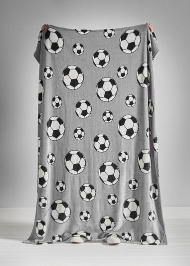 Catherine Lansfield Cosy Grey Football Fleece Blanket Throw