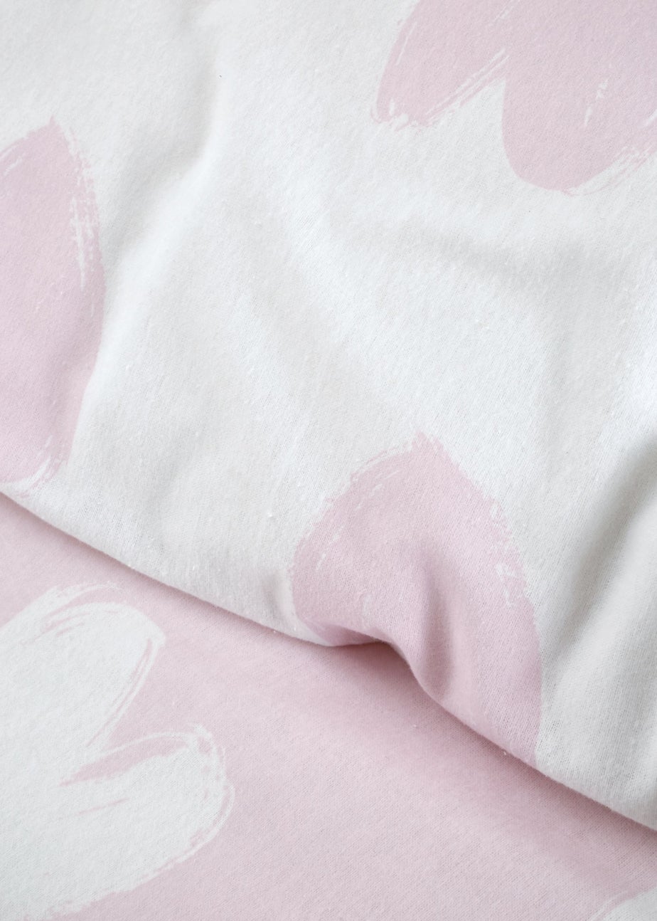 Catherine Lansfield Brushed Cotton Hearts Reversible Double Duvet Cover Set Pink