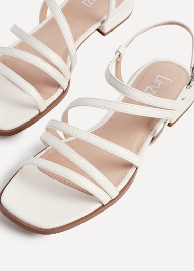 Linzi Lucie White Faux Leather Strappy Sandals