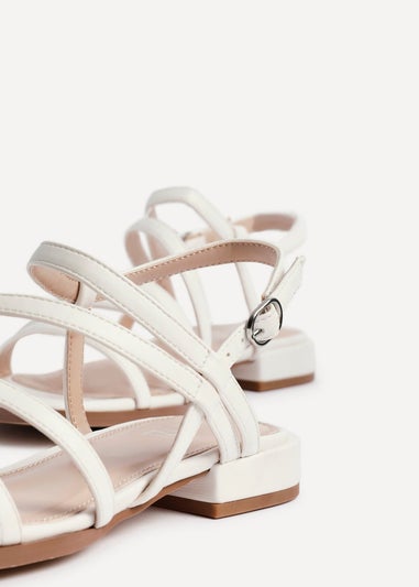 Linzi Lucie White Faux Leather Strappy Sandals