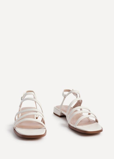 Linzi Lucie White Faux Leather Strappy Sandals