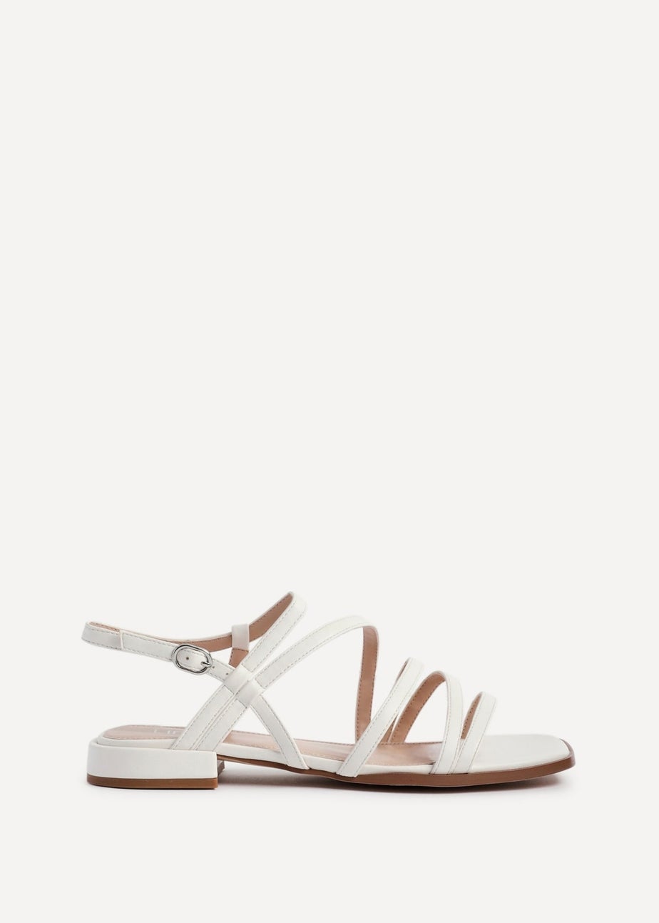 Linzi Lucie White Faux Leather Strappy Sandals