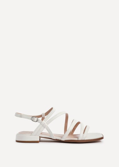 Linzi Lucie White Faux Leather Strappy Sandals