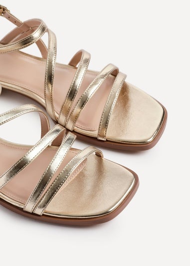 Linzi Lucie Gold Faux Leather Strappy Sandals