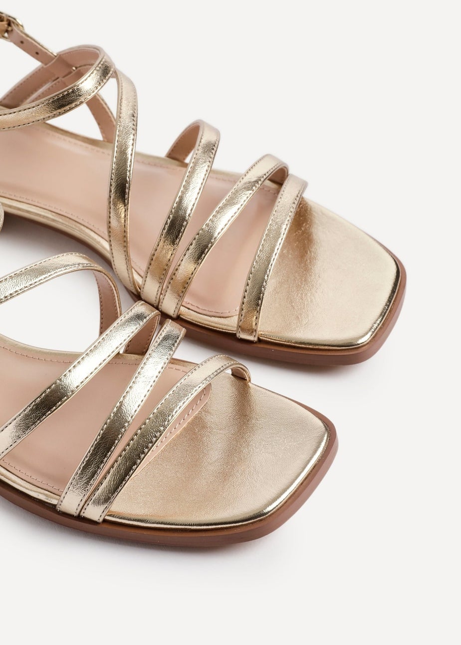 Linzi Lucie Gold Faux Leather Strappy Sandals