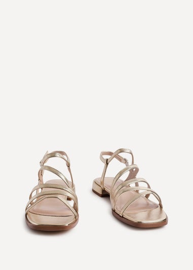 Linzi Lucie Gold Faux Leather Strappy Sandals