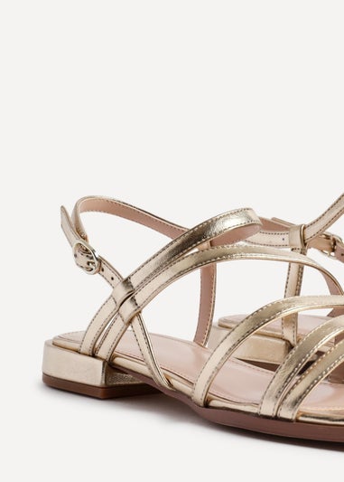 Linzi Lucie Gold Faux Leather Strappy Sandals