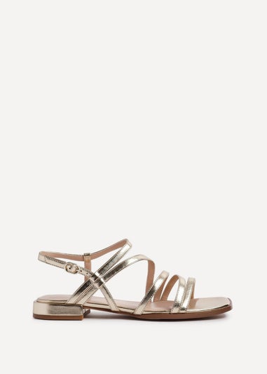Linzi Lucie Gold Faux Leather Strappy Sandals