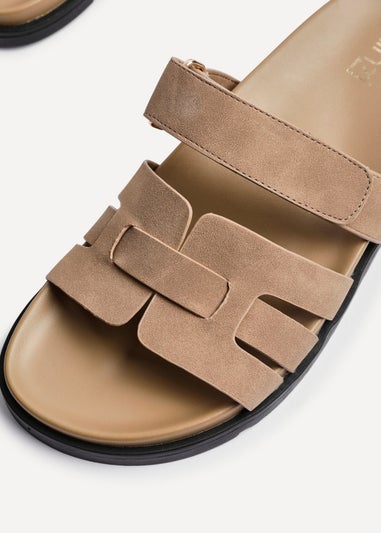 Linzi Essential Taupe Nubuck Leather Slip On Sandal
