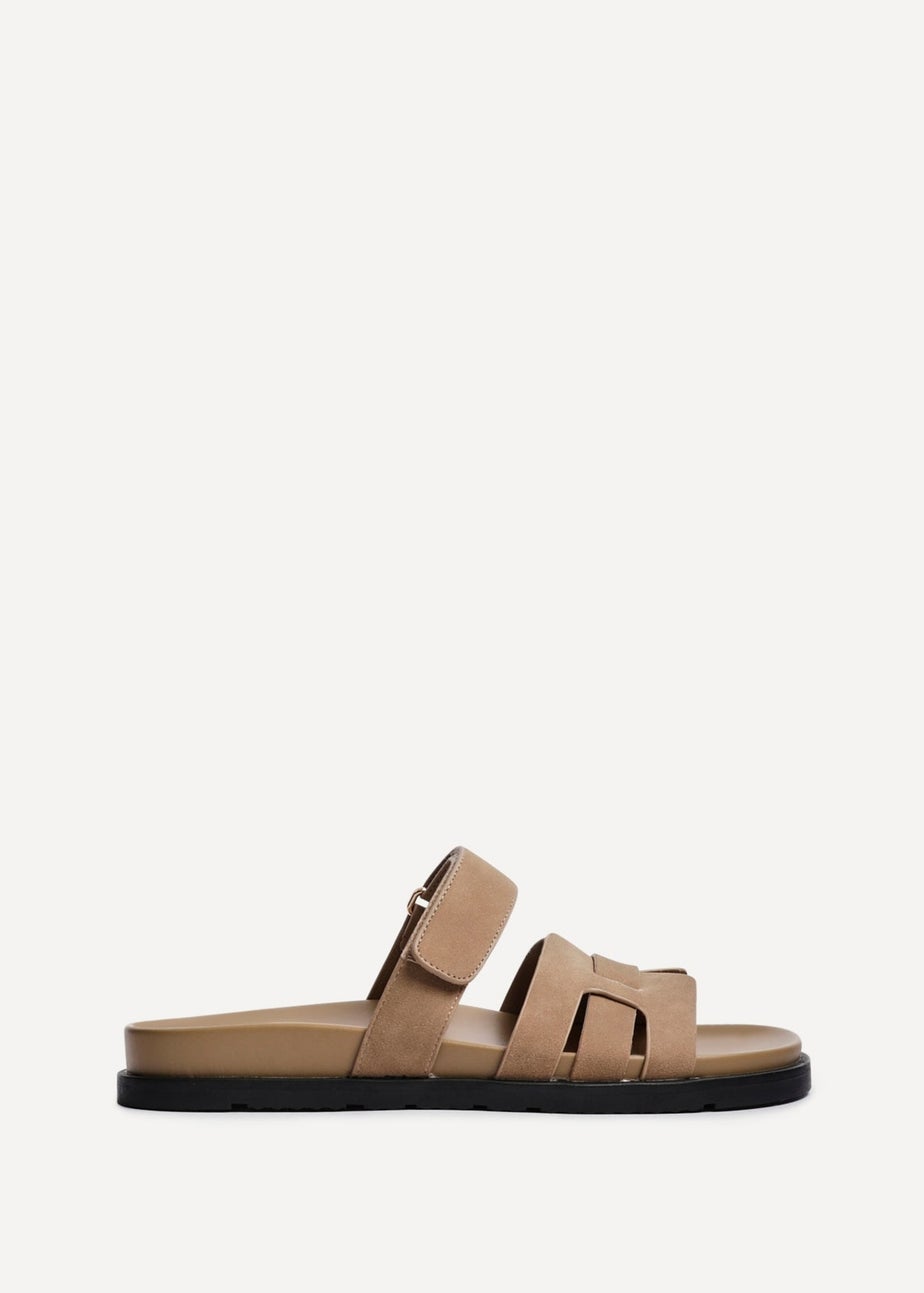 Linzi Essential Taupe Nubuck Leather Slip On Sandal