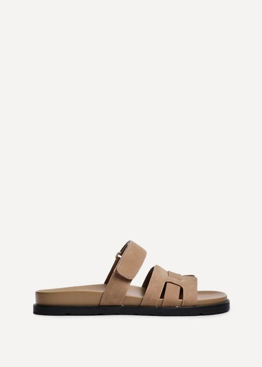 Linzi Essential Taupe Nubuck Leather Slip On Sandal