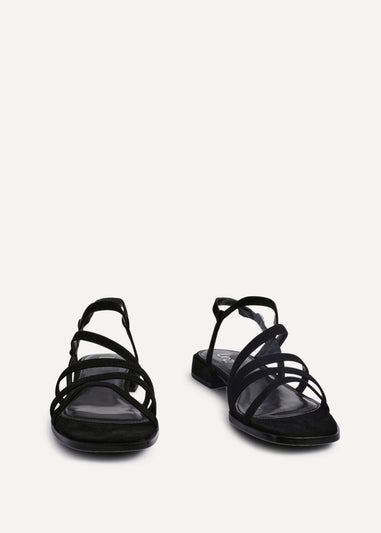 Linzi Lucie Black Faux Suede Strappy Sandals