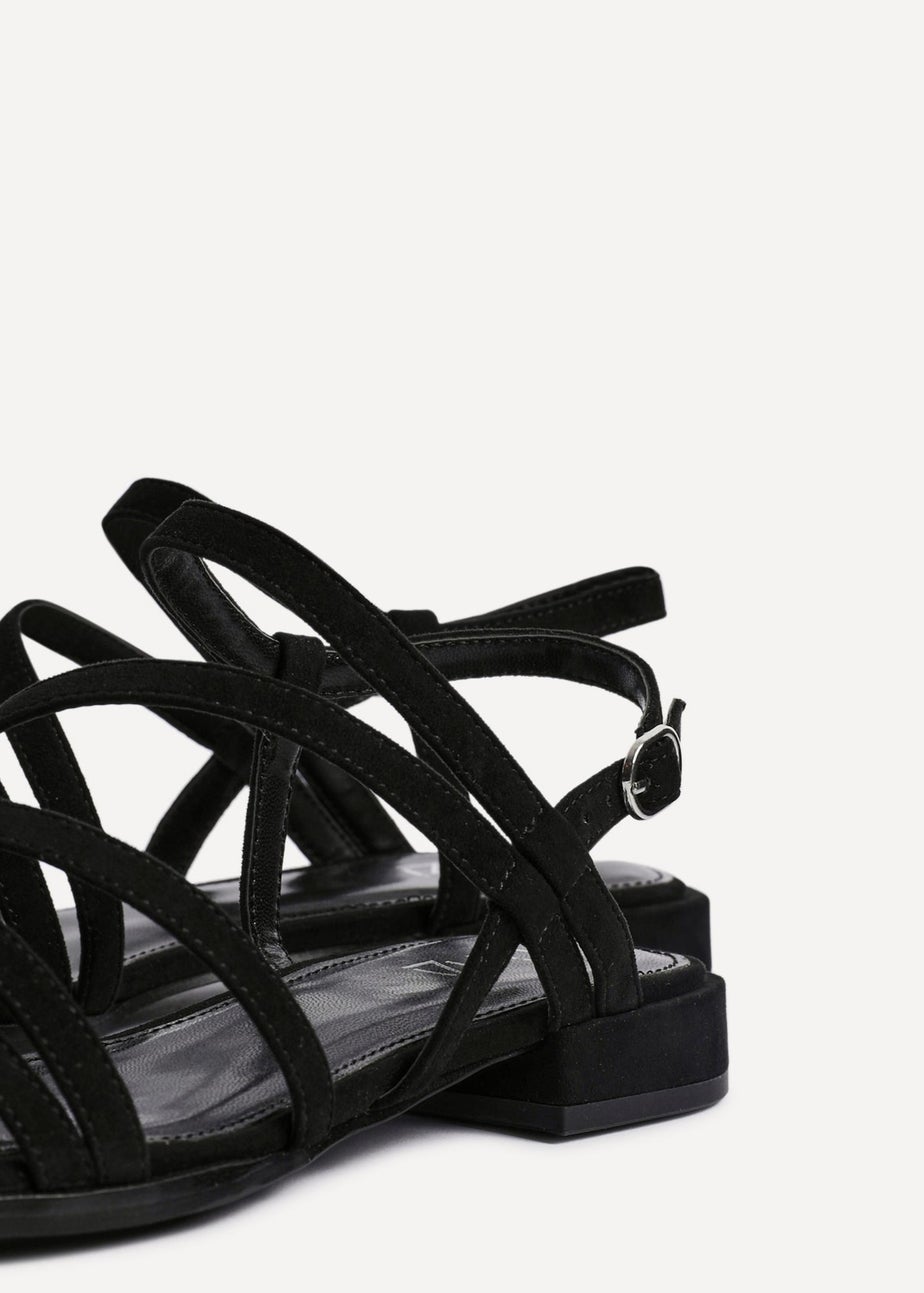 Linzi Lucie Black Faux Suede Strappy Sandals