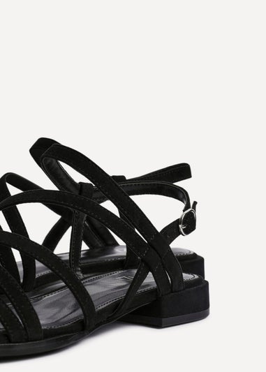 Linzi Lucie Black Faux Suede Strappy Sandals