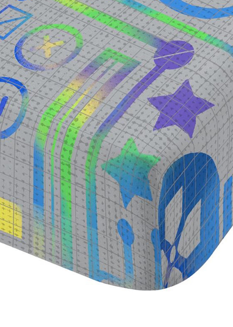 Catherine Lansfield Kids Gamer So Soft Grey Blue Fitted Sheet