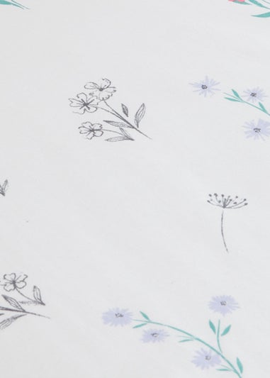 Catherine Lansfield White Bunny Tails Ditsy Flowers Fitted Sheet