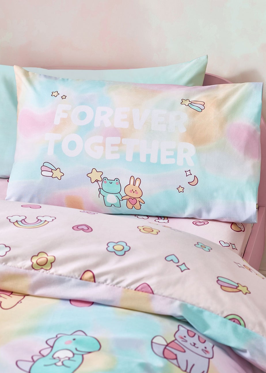 Catherine Lansfield Kids Forever Together Reversible Duvet Cover Set Pastel