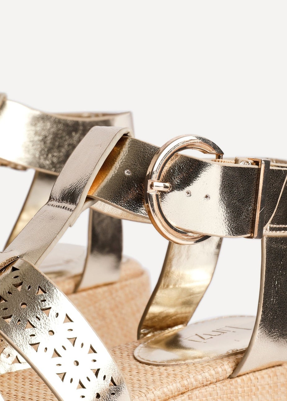 Linzi Sunkissed Gold Faux Leather Gladiator Flatform Sandal