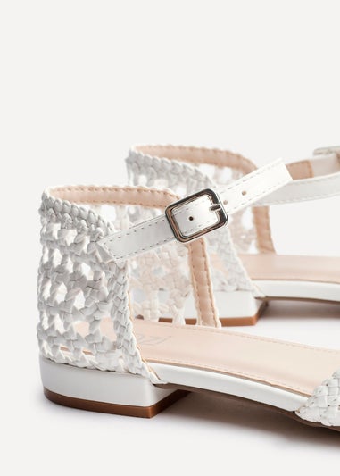 Linzi Suki White Faux Leather Woven Two Part Sandals