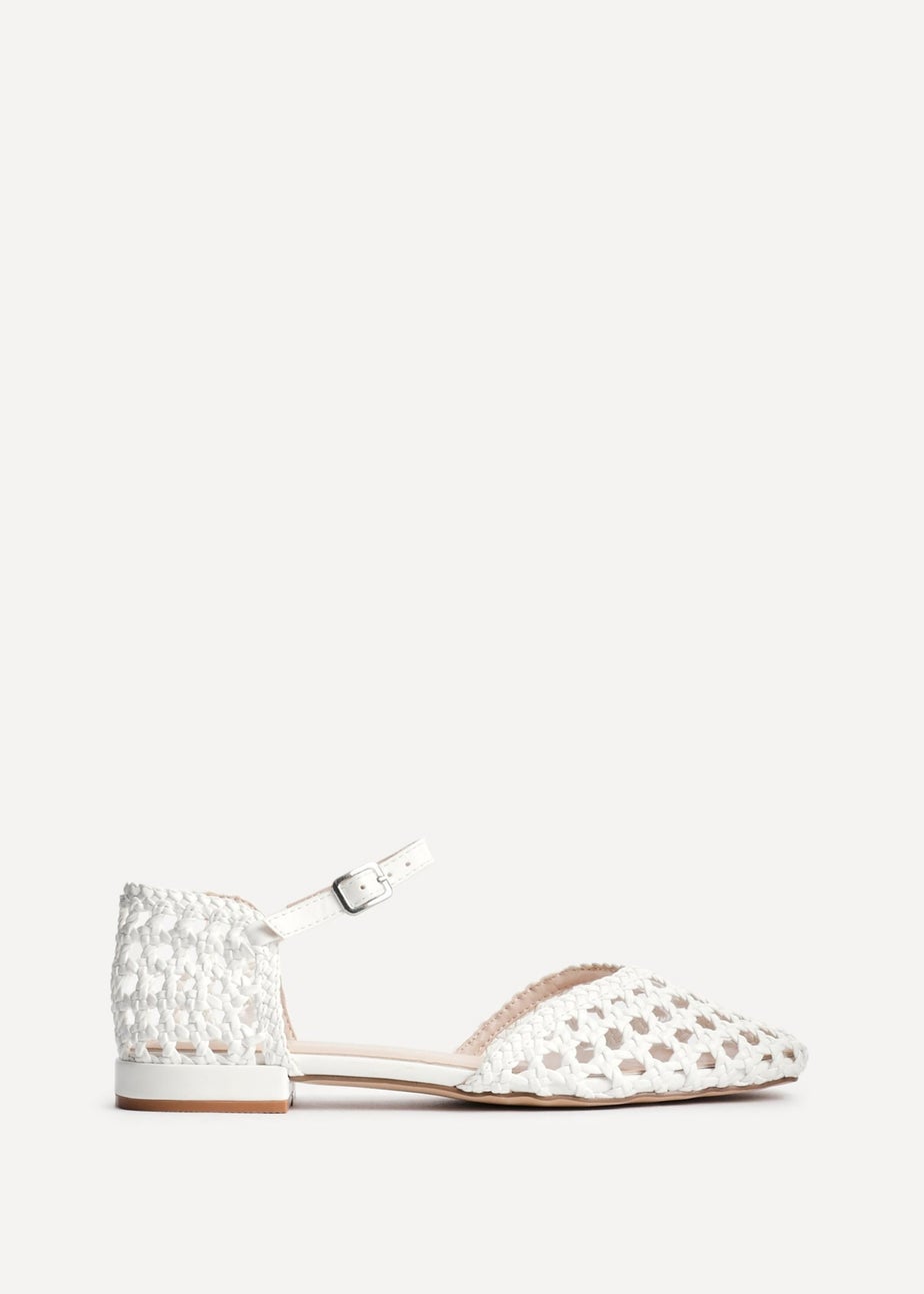 Linzi Suki White Faux Leather Woven Two Part Sandals