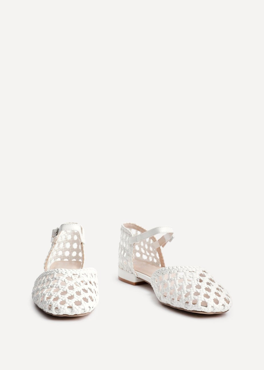 Linzi Suki White Faux Leather Woven Two Part Sandals