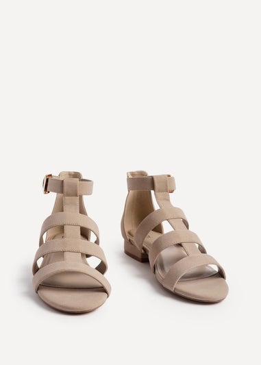 Linzi Liberate Taupe Faux Suede Closed Back Gladiator Sandals