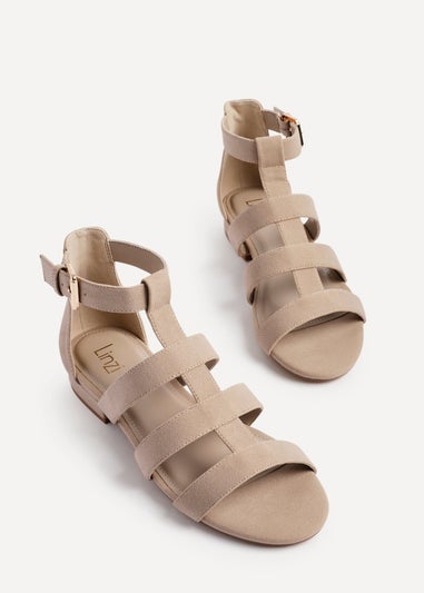 Linzi Liberate Taupe Faux Suede Closed Back Gladiator Sandals