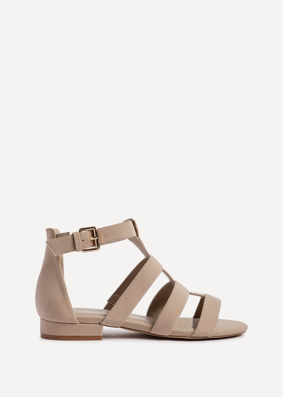 Linzi Liberate Taupe Faux Suede Closed Back Gladiator Sandals