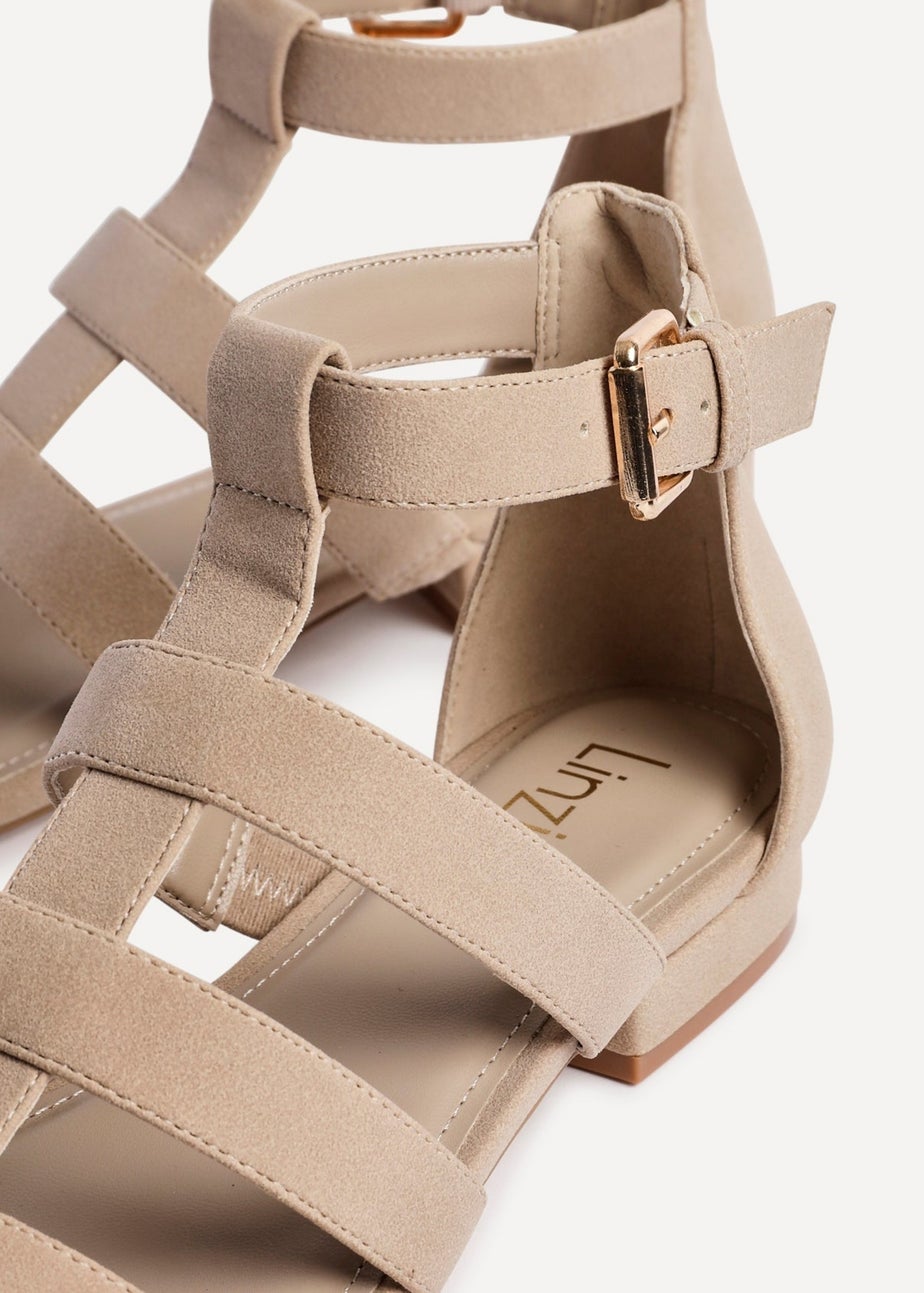 Linzi Liberate Taupe Faux Suede Closed Back Gladiator Sandals
